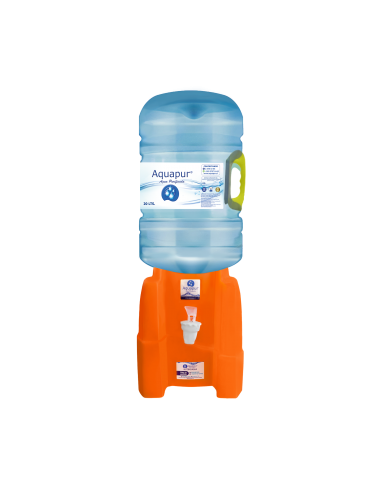 dispensador agua purificada naranjo con bidon de 20 litros