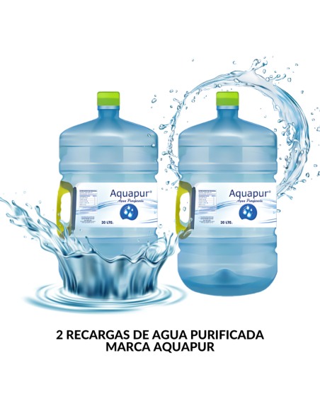 PACK 2 RECARGAS AGUA PURIFICADA MARCA AQUAPUR