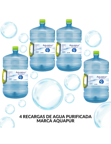 PACK 4 RECARGAS AGUA PURIFICADA MARCA AQUAPUR