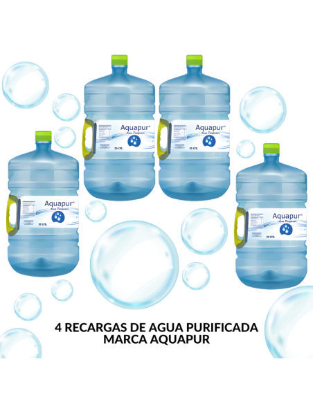 PACK 4 RECARGAS AGUA PURIFICADA MARCA AQUAPUR