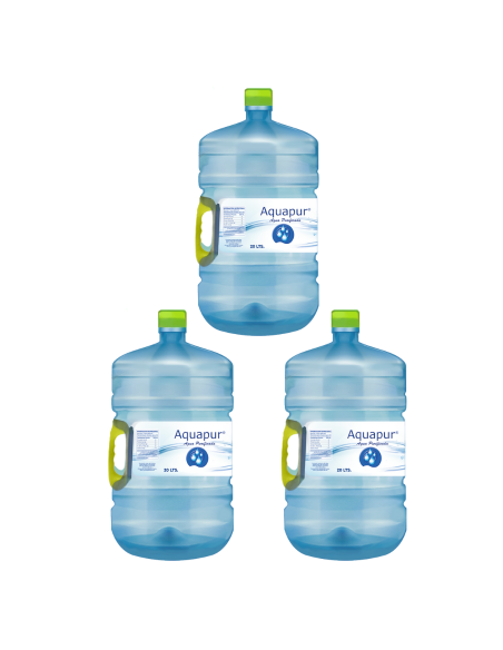 PACK 3 RECARGAS AGUA PURIFICADA 20 Lts MARCA AQUAPUR