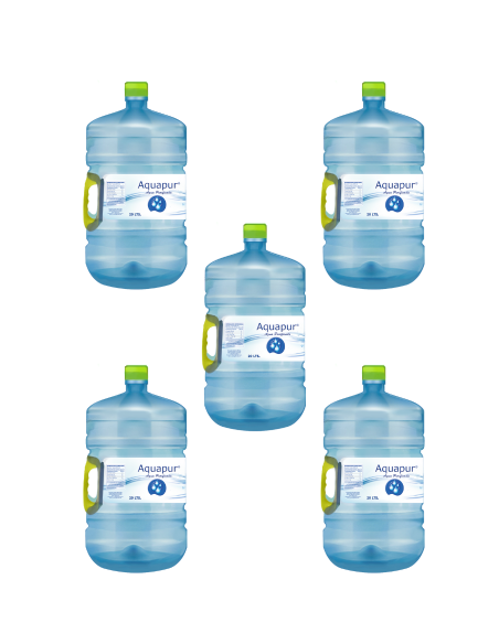 PACK 5 RECARGAS AGUA PURIFICADA DE 20 Lts MARCA AQUAPUR