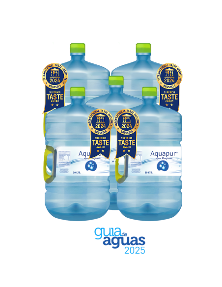 PACK 5 RECARGAS AGUA PURIFICADA DE 20 Lts MARCA AQUAPUR