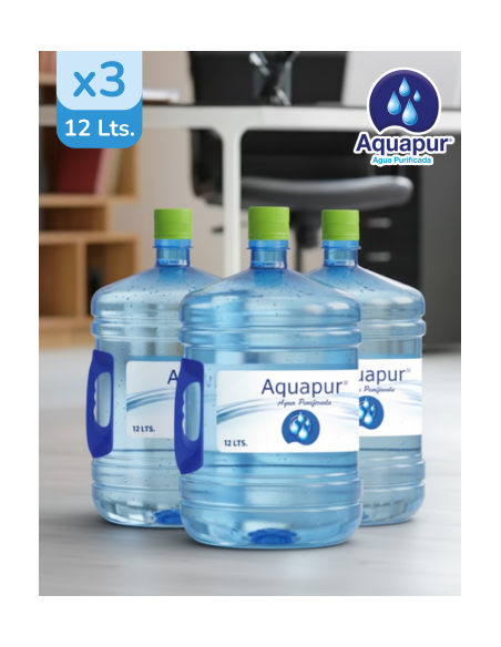 PACK 3 REC 12 Lts AGUA PURIFICADA MARCA AQUAPUR