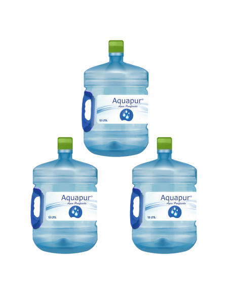 PACK 3 REC 12 Lts AGUA PURIFICADA MARCA AQUAPUR