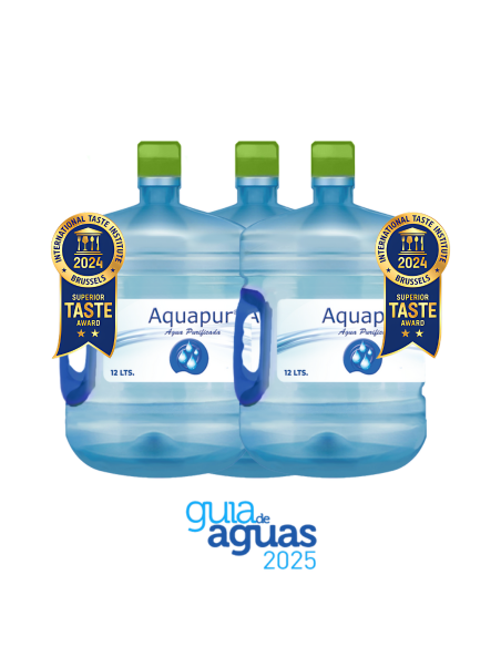 PACK 3 REC 12 Lts AGUA PURIFICADA MARCA AQUAPUR